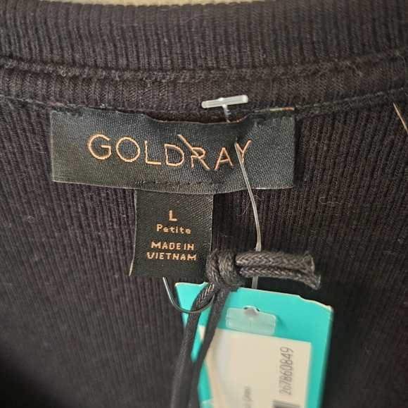 Stitch Fix Goldray NWT Blaise Ribbed Jersey Black Wrap Dress Petite Size L - Picture 3 of 5